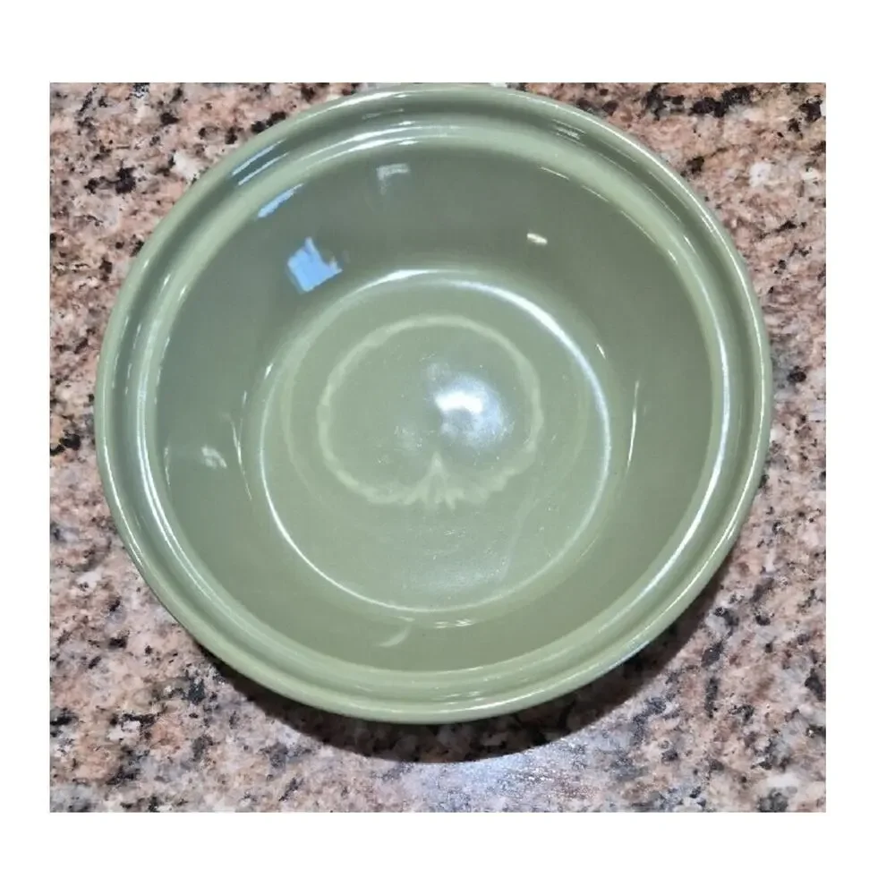 Longaberger Small Pie Plate Olive Green Ceramic Serving Bowl 7 1/4